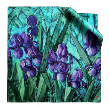 Silk scarf "Volodymyr Chupryna. Irises" by OLIZ (based on the author's painting of the same name)