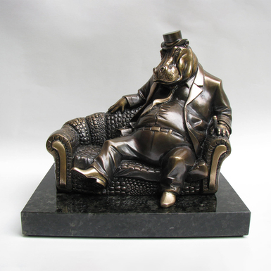 Handmade bronze sculpture "Hippopotamus Lord" from Andrii Vasylchenko (7.2 kg)