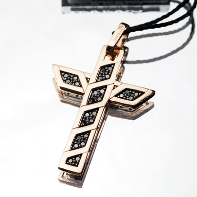 Gold cross "Archie" with black diamonds from Baraka