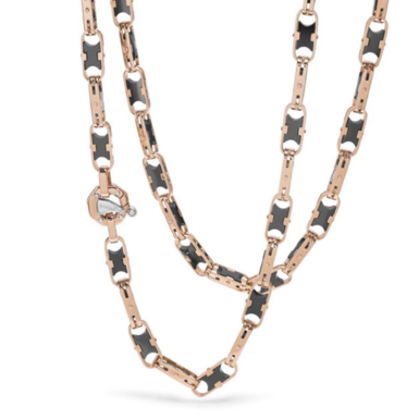 Цепочка Cyborg Ceramic из розового золота (750 пробы) и черной керамики с застежкой из белого и розового золота с белыми бриллиантами (0,02 каратов) от Baraka