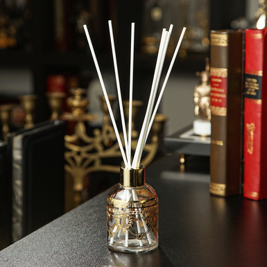 Aroma diffuser made of crystal and gold-plated brass "Goldy" (100 ml) with sticks from Сre Art
