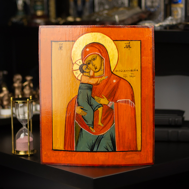 Antique icon of the Feodorovskaya Mother of God from the mid-19th century, Kholui