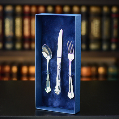 Серебряный мини десертный набор "Iridescent" (нож, вилка, ложка)