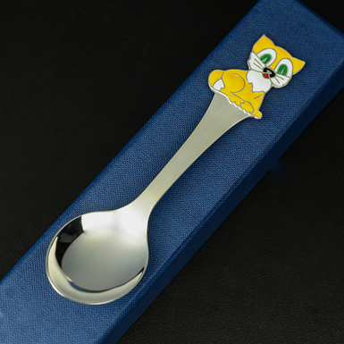Children's spoon made of silver "Kitten-watch"