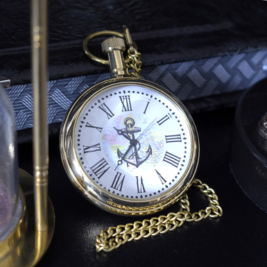 Pocket watch "Anchor – Sea voyage" handmade by Ross London