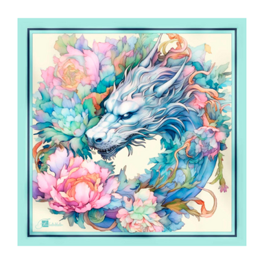 Silk scarf "Pastel Dragon" by FAMA (limited collection, 65х65 sm)