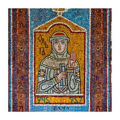 Шелковый платок «Символ - Княгиня Ольга» от FAMA (лимитированная коллекция, 65х65 см)