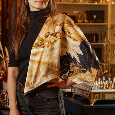Shawl made of natural silk "Charms of Life" by FAMA (limited collection, 65х65 см)