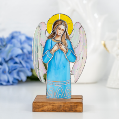 Handmade stained glass on a stand "Angel" from GLASS ART