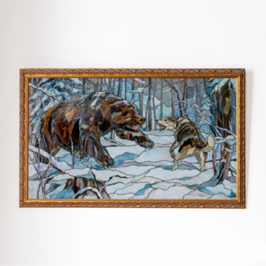 Stained glass painting "Hunting dog" from GLASS ART