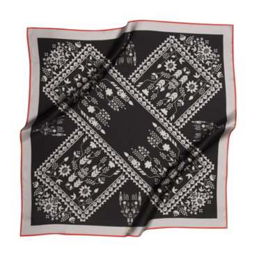 Author's silk scarf "Silver" black by Latona