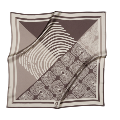 The aughor's silk scarf "Identification Brown" with a fingerprint by Latona