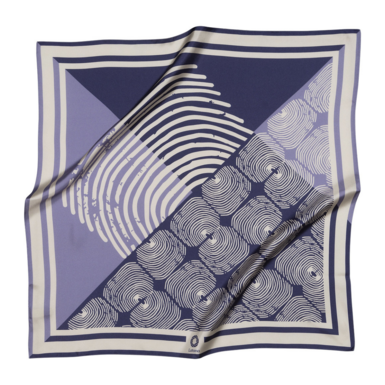 The aughor's silk scarf "Identification Navy" with a fingerprint by Latona