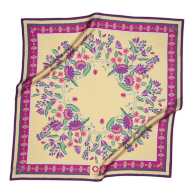 Author's silk scarf "Flowers Cream Pink" by Latona
