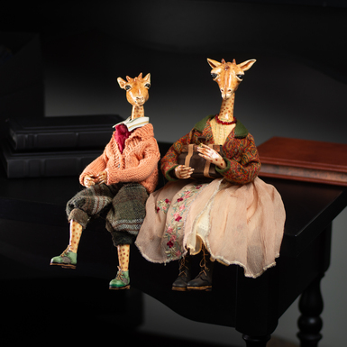Куклы ручной работы жирафы "Брат и сестра - родственные души" (мальчик 38 см, девочка 45 см)