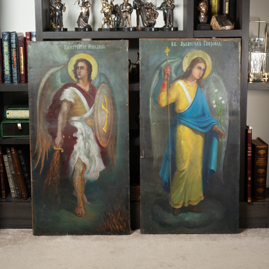 Pair of icons of the Holy Archangel Gabriel and the Archangel Michael, late 19th century - early 20th century, Poltava region (without restoration) 