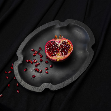 "Delicious" handmade black slate fruit tray