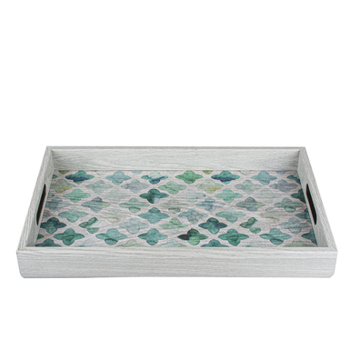 Wooden tray with printed "Emerald mosaic" design by Manopoulos