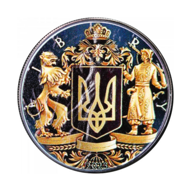 Серебряная монета "Украинский герб",  1 доллар