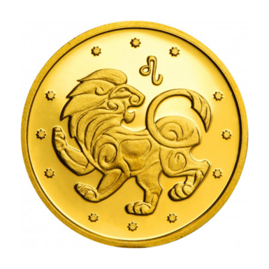 Золотая монета "Зодиакальный лев", 2 гривны