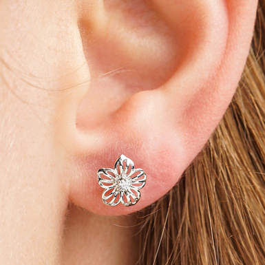 White gold (585) and rhodium earrings with cubic zirconia "Icy"