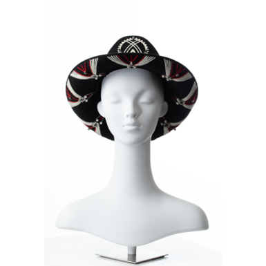 Шляпа в единственном экземпляре "Triangle" из фетра натурального меха и декором из нержавеющей стали и шерстяной нити (56-57 размер) от Helena Romanova