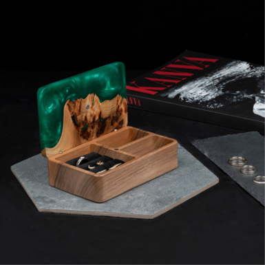 Handmade box for  jewelry "Ornament. Emerald" by Kochut