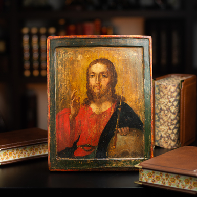 Antique icon of Jesus Christ from the second half of the 18th century, central regions of Ukraine