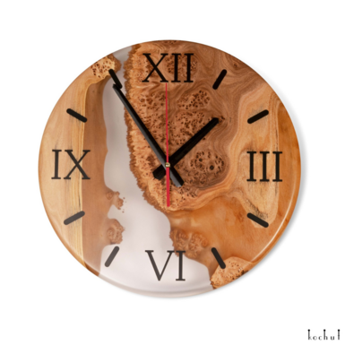 Дерев'яний настінний годинник ручної роботи "Континуум" (білий) від Kochut (350 мм)