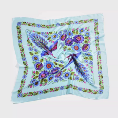 Хлопковый бирюзовый платок "Волшебные Жар-птицы" от OLIZ