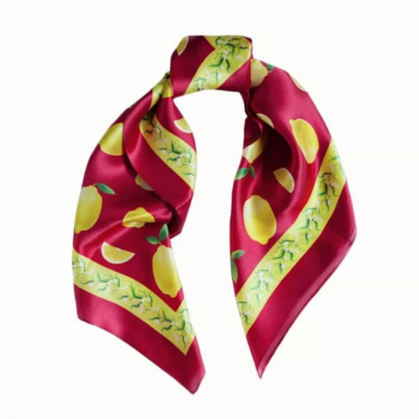 Silk scarf "Lemonade" in red by OLIZ