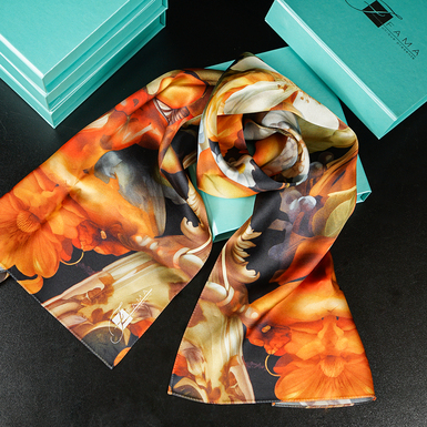 Шелковый платок «Фруктовий Сад Рафаеля Санти» от FAMA (лимитированная коллекция, 30х100 см)
