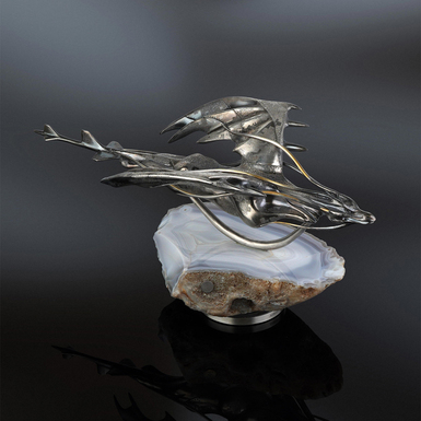Sculptural composition "Lord of the Sky" (bronze, silver, agate) by Lobortas