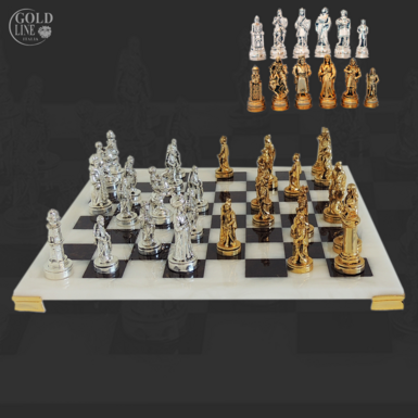Exclusive chess "Middle Ages" with gilding and silvering