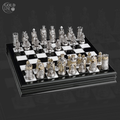 Эксклюзивные шахматы с позолотой и серебрением "Royal court"
