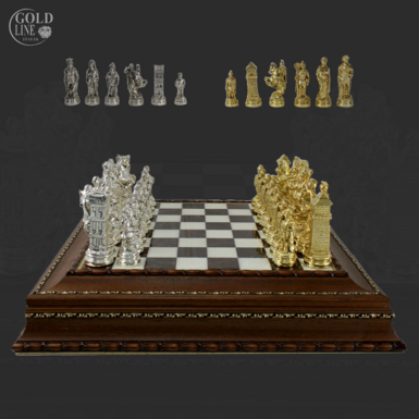 Шахматы с позолотой и серебрением "Monarchy"