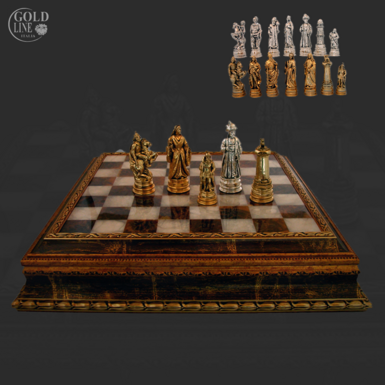 Элитные шахматы с позолотой и серебрением "Sultan"