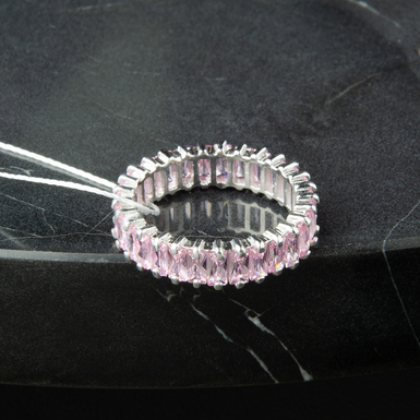 Silver ring "Pink Moon" (925) with cubic zirconia