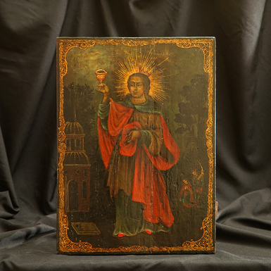 Старинная икона Святой Варвары первой половины 19 века, Слобожанщина