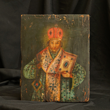 Antique icon of St. Nicholas from the second half of the 19th century, Poltava region (without restoration)