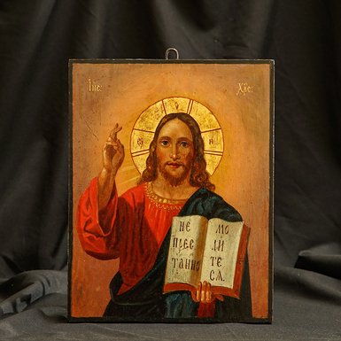 Старинная икона Иисуса Христа последней четверти 19 века, Киевщина