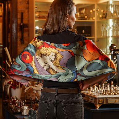 Silk scarf "Renaissance" inspired by the artist Raphael by FAMA (limited collection, 30x150 cm)