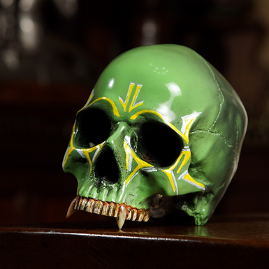 Handmade skull figurine (green)
