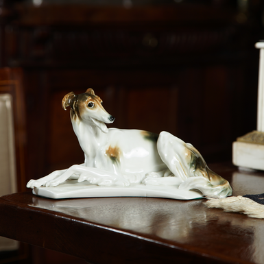  A figurine "Reclining Dog" by Karl Ens, 1930s