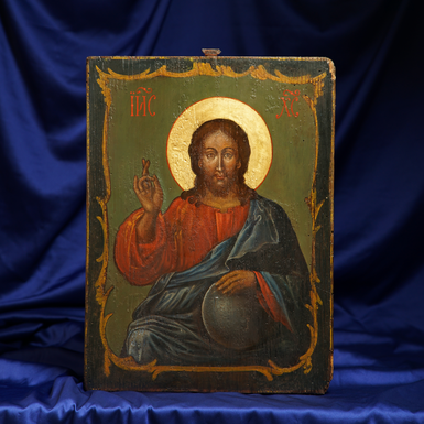 Antique icon of Jesus Christ from the late 19th century