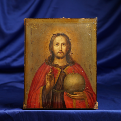 Старовинна ікона Ісуса Христа другої половини 19 століття (без реставрації)