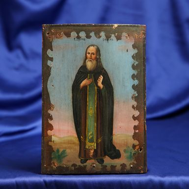 Ancient icon of St. Euthymius from the late 19th century (without restoration)