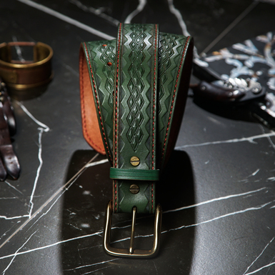 Men's Choice Handmade Leather Belt (Green)