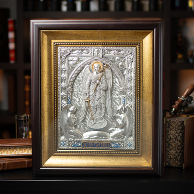 Icon "Guardian Angel" made of copper, silver and gold