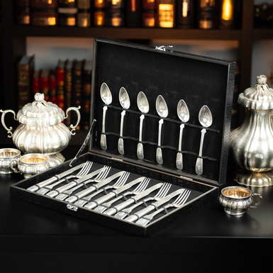 A rare silver tableware set of the Hungarian Palfa family (18 pieces), 1847 (785.2 g)